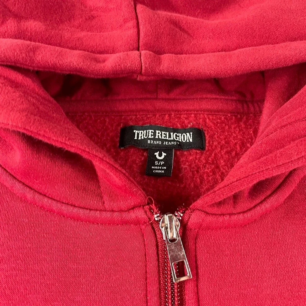 True Religion Mens Red Long‎ Sleeve Pockets Full-Zip Hoodie Size S Streetwear